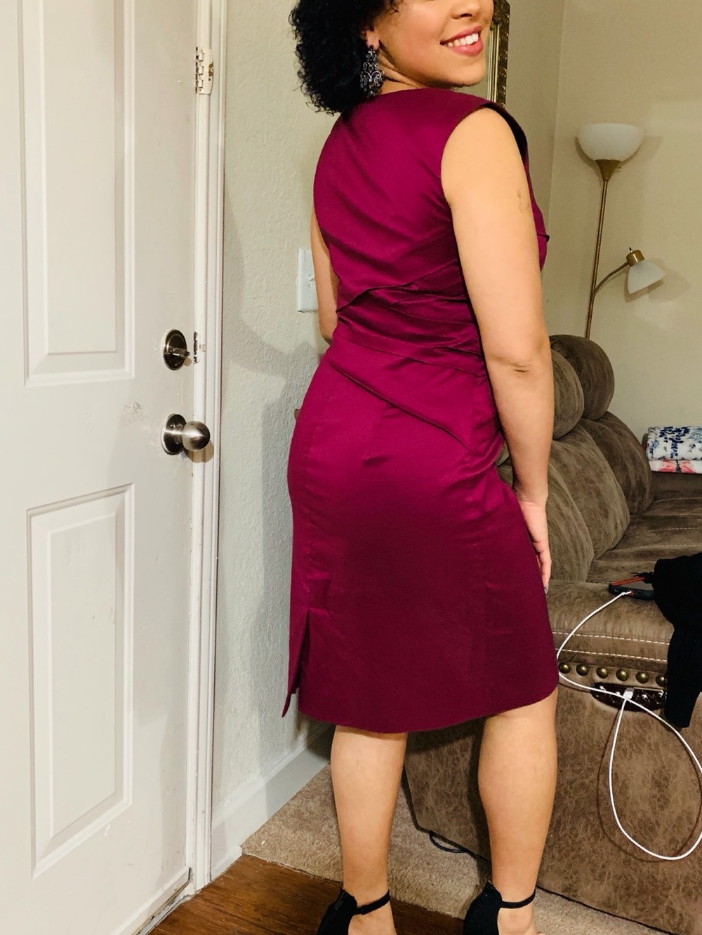 Ann Taylor Sleeveless Magenta Sheath Dress